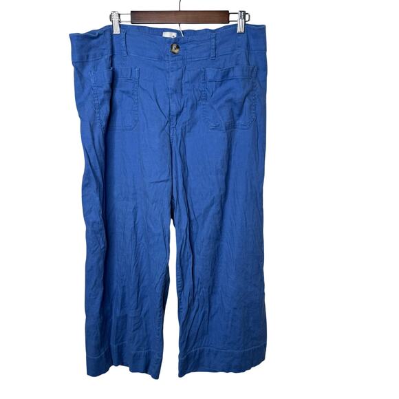 Maeve The Colette Blue Linen Blend Wide Leg Pants Women’s 18W Cropped - Picture 1 of 12